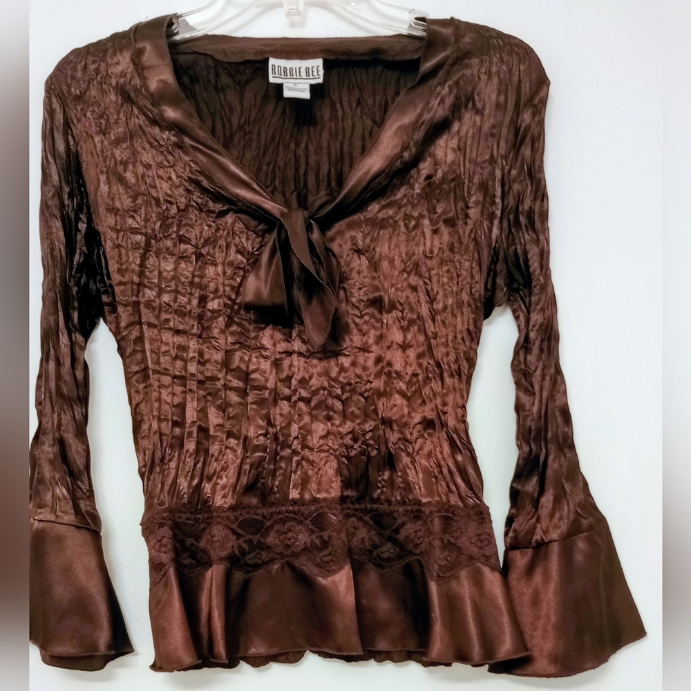 Brown 2 Piece Set, Skirt & Long Sleeve Blouse,Size 6,Like New, By Robbie Bee